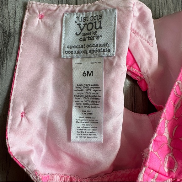 Carters Baby Girl Special Occasion Pink Summer sleeveless Dress Size 6 months - Picture 4 of 9